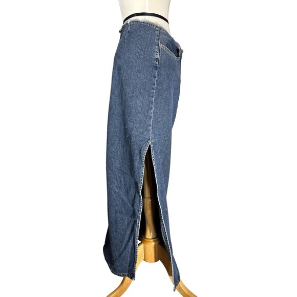 Bubblegum Y2K Denim Jean Maxi Skirt Sz 7/8 Grunge Punk Side Slits USA Made - Picture 5 of 6